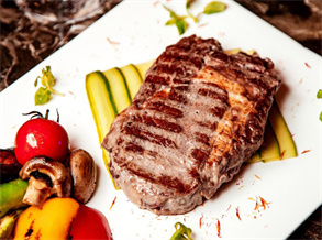 Grilled steak with grilled vegetables