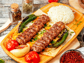 Turkish kebab with rice