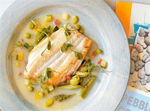 Fried fish with seasonal vegetables