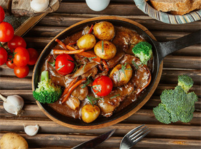 Stewed beef with seasonal vegetables