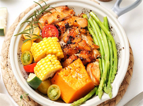 Roasted chicken with seasonal vegetable