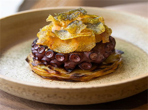 Octopus and Fries Tartare with Barbecued Black Tea Seasonings