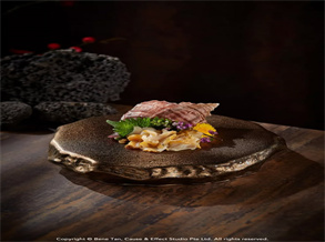 Conch Sashimi with Barbecued Black Tea Seasonings