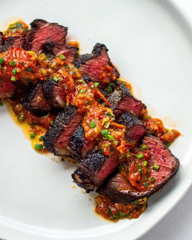 Spicy Grilled Steak with Herb Sauce Recipe