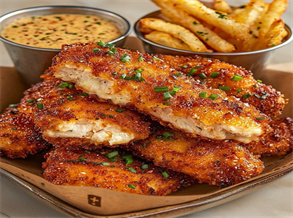 BBQ-Flavored Crispy Fried Chicken with Fries