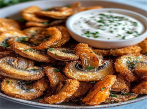 Crispy Fried Mushrooms with Creamy Dip