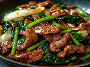 Beef with Spinach in Oyster Sauce