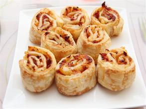 Cheesy Puff Pastry Pizza Rolls