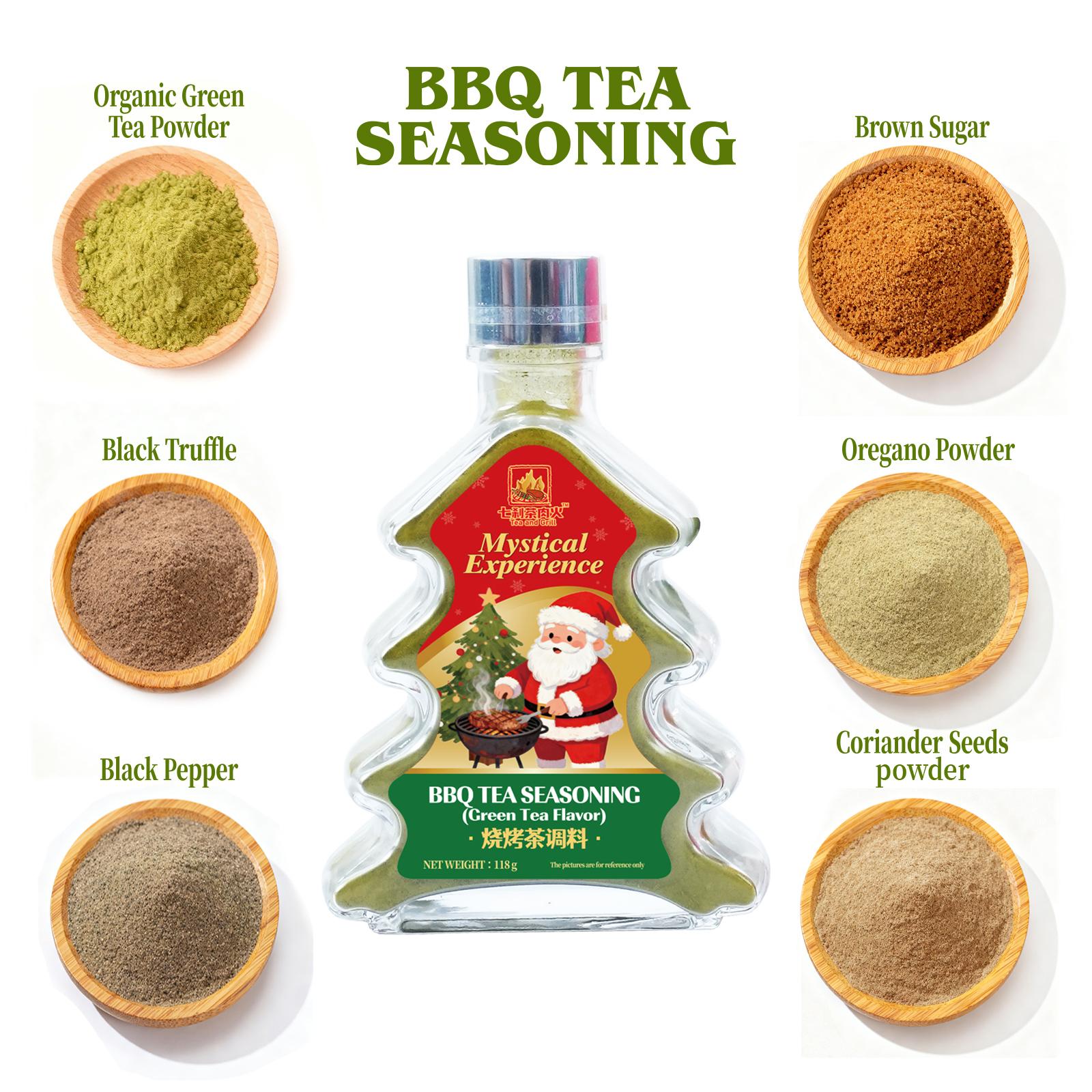 Christmas Gift Box | Tree-Shaped Green Tea BBQ Rub 118g + Scarf & Limited-time gift Hair Clips