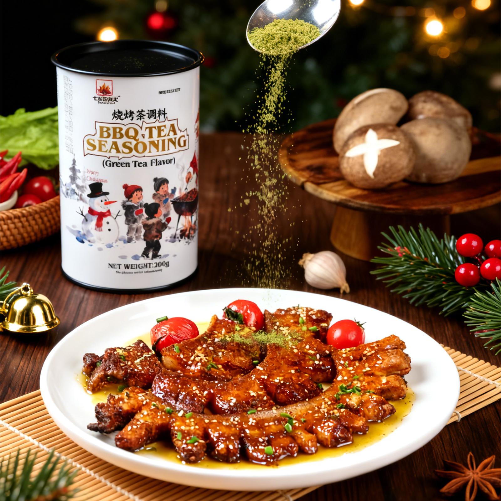 Christmas Gift Box | Premium canned Green Tea BBQ Rub 200g + Christmas Limited Edition Gift Bag