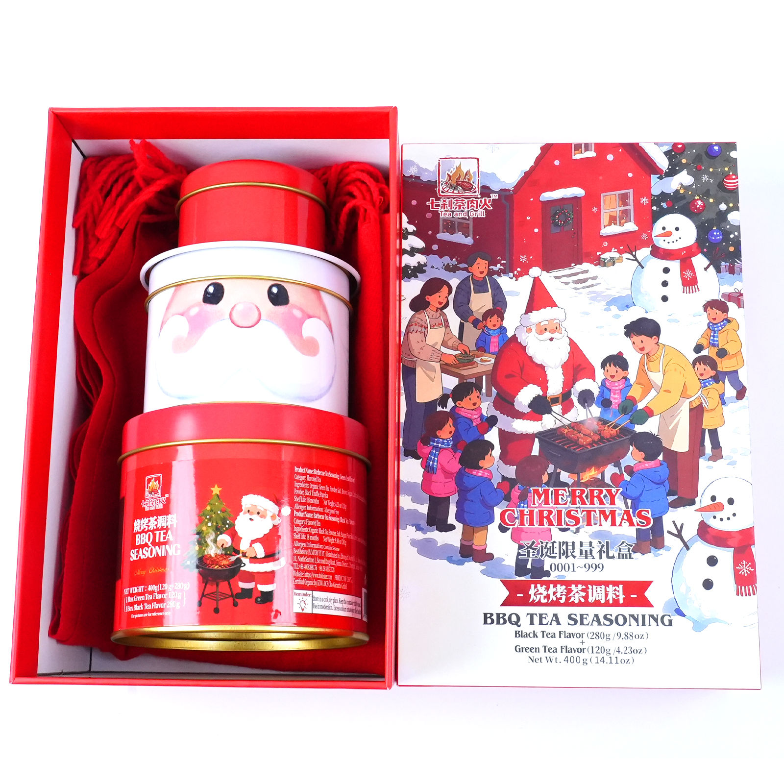 Christmas Gift Box | Curated Gifts Gourmet BBQ Seasoning Set  + Warm Scarf