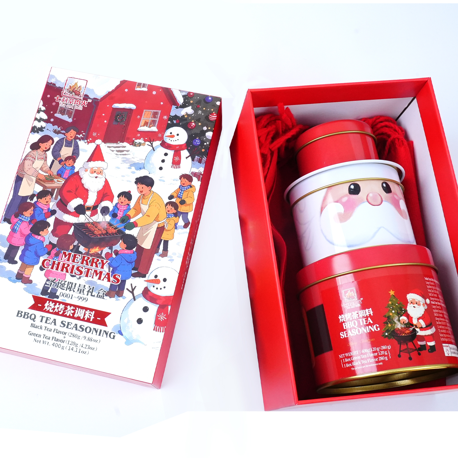 Christmas Gift Box | Curated Gifts Gourmet BBQ Seasoning Set  + Warm Scarf