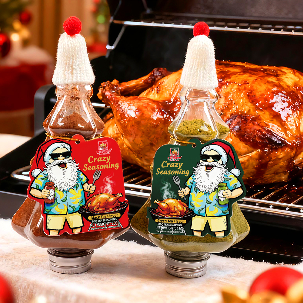Christmas Gift Set Black Tea & Green Tea BBQ Seasoning Combo 250g x2 Scarf Hair Clips Festive Holiday Surprise
