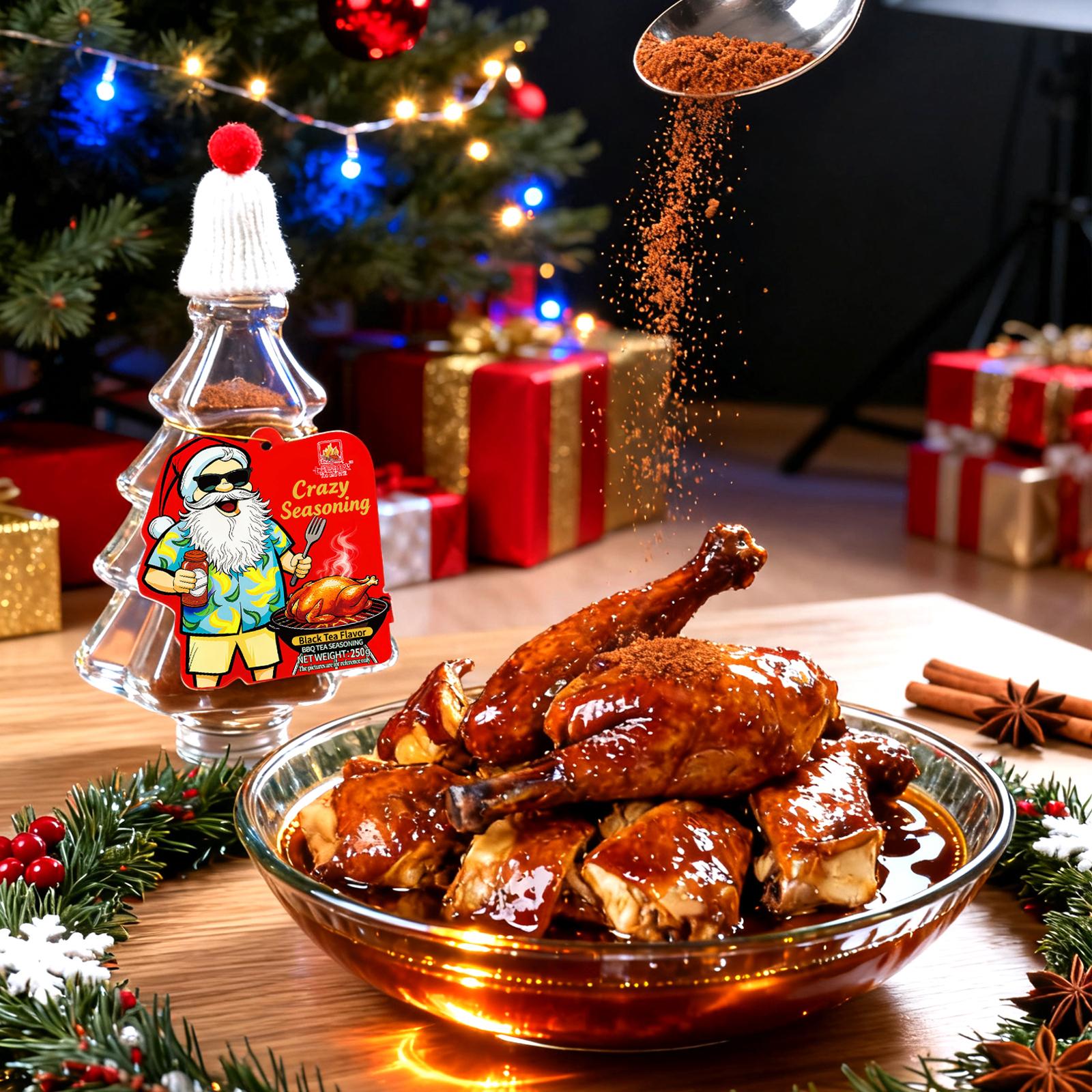 Christmas Gift Set Black Tea & Green Tea BBQ Seasoning Combo 250g x2 Scarf Hair Clips Festive Holiday Surprise