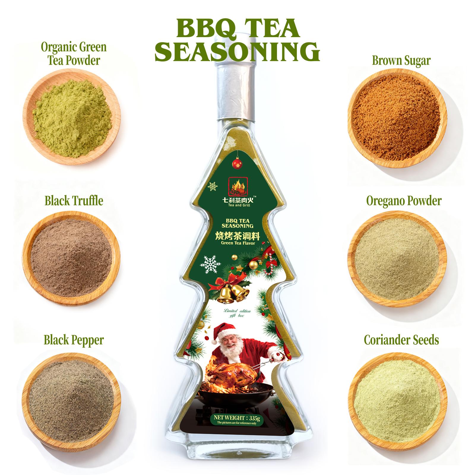 Christmas Gift Box | Tree-Shaped Green Tea BBQ Rub 335g + Scarf & Hair Clips (Limited Edition)