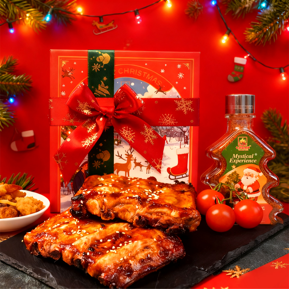 Christmas Gift Box | Tree-Shaped Black Tea Black Truffle BBQ Rub 118g + Scarf & Limited-time gift Hair Clips