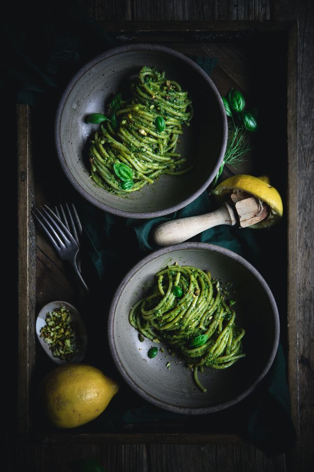 Italian Spinach Pasta with Green Tea BBQ Seasonings